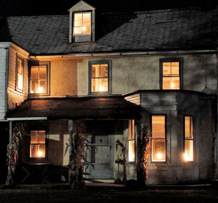 front of house at night